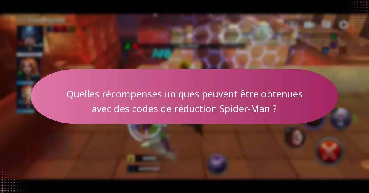 Quelles récompenses uniques peuvent être obtenues avec des codes de réduction Spider-Man ?