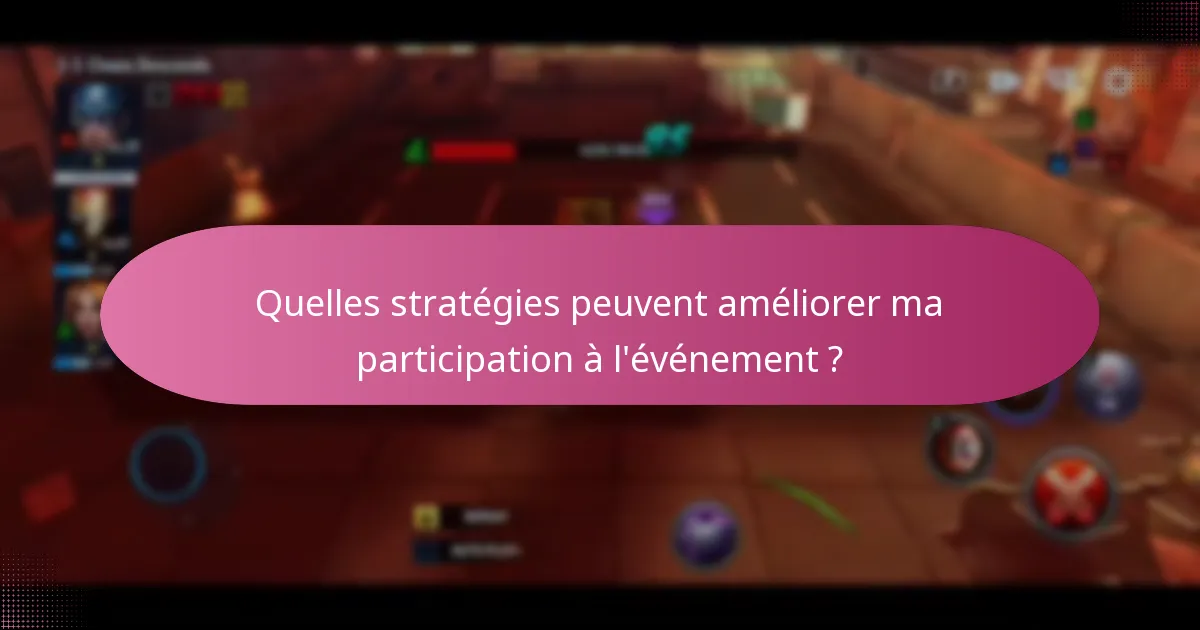 Quelles stratégies peuvent améliorer ma participation à l’événement ?